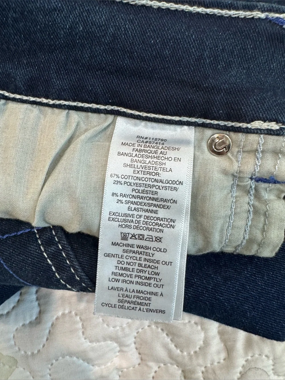 True Religion dark blue Ricky Relaxed Straight Flap Jeans